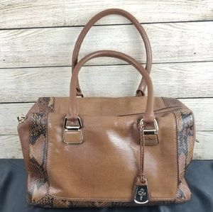 [Cole Haan] Tan Snake Print Leather Shoulder Bag